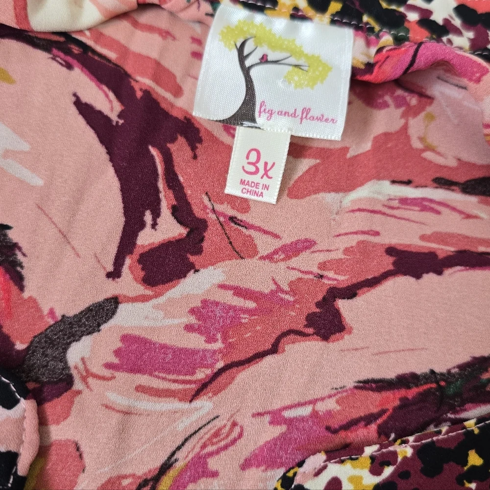 Fig&flower Anthropologie plus 3/4 Sleeve Floral Print Blouse Size 3X - Picture 7 of 9